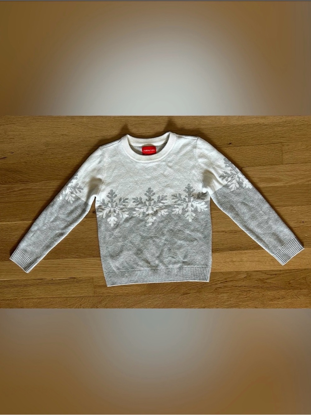 Holiday Lane White & Light Gray Snowflake Knit Sweater for Kids XS 5/6